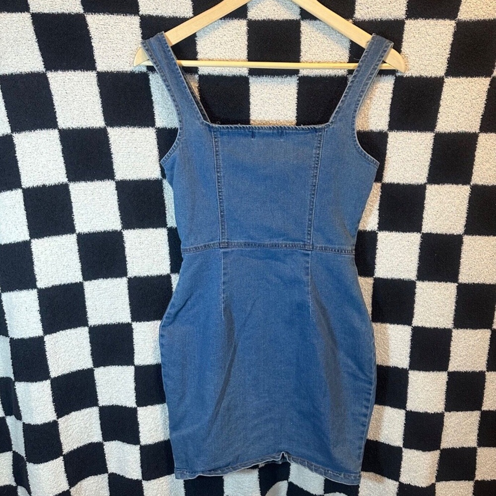 Missguided Denim Mini Con Button Down Dress Women's Size 2 - Picture 3 of 4
